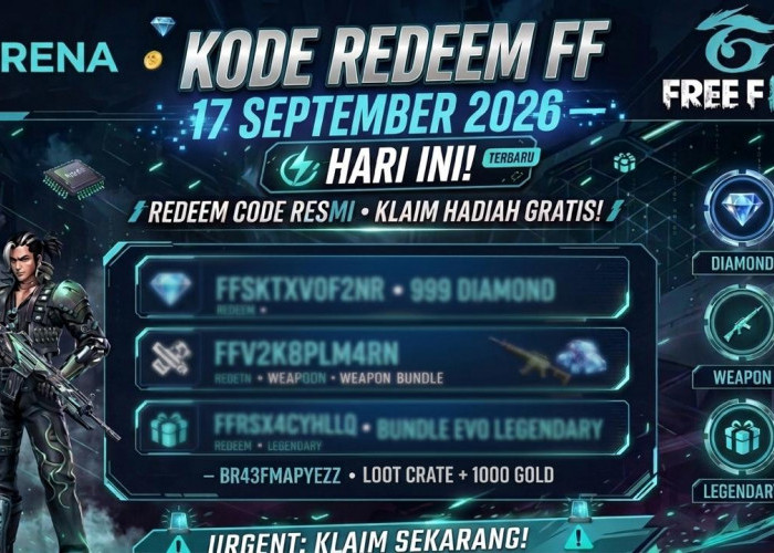 Kode Redeem FF Terbaru 17 September 2026: Skin M1887 dan 100 Diamond