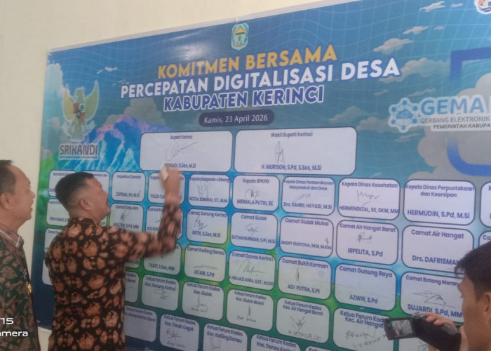 Pemkab Kerinci Tandatangani Komitmen Bersama Percepatan Digitalisasi Desa 