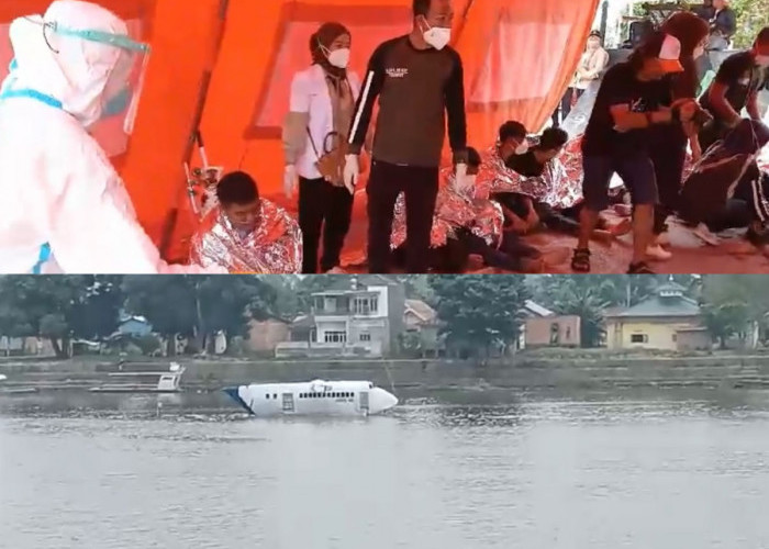 Heboh Pesawat Jatuh di Danau Sipin Kota Jambi, Korban Sedang Dievakuasi..