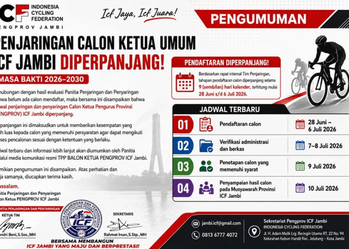 Waduh! Bursa Ketua ICF Jambi Sepi Peminat, Hingga Hari Terakhir Tak Ada Bakal Calon yang Mendaftar