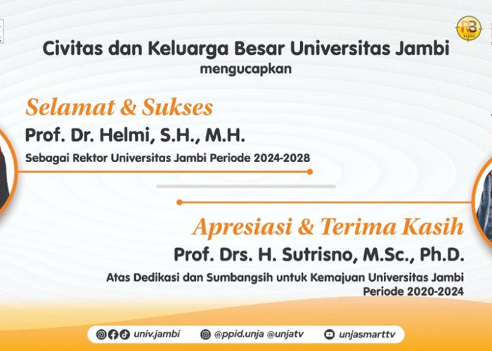 Hari Ini, Prof Helmi Bakal Dilantik sebagai Rektor Unja Periode 2024-2028