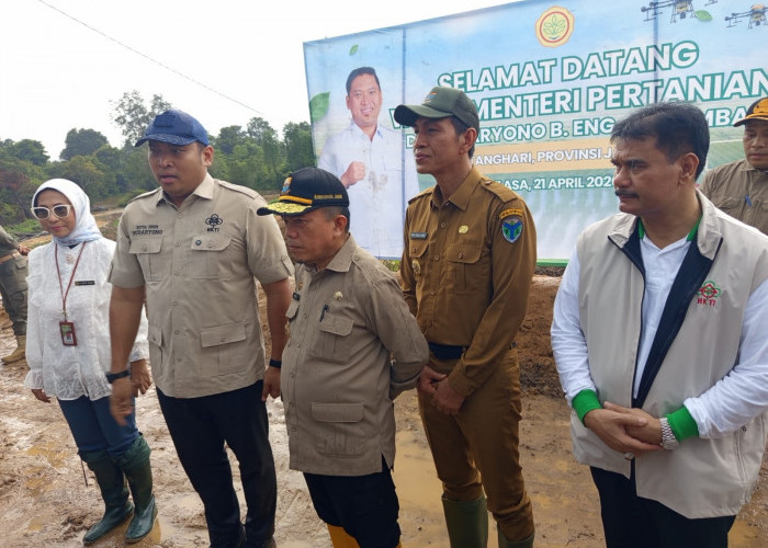 Bupati Batang Hari Dampingi Wamentan pada Tanam Padi Serentak di CSR Kecamatan Muarabulian