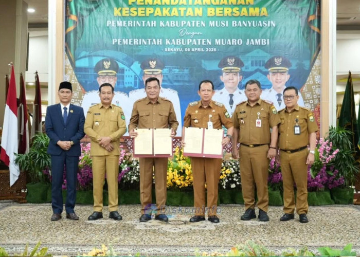 Pemkab Muaro Jambi dan Pemkab Muba Perkuat Sinergi, Teken MoU Percepatan Layanan Publik dan Kesejahteraan Warg