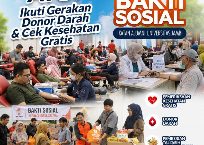 Perkuat Semangat Berbagi, IKA UNJA Selenggarakan Bakti Sosial : Ada Donor Darah dan Cek Kesehatan Gratis