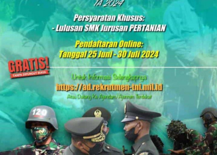 Simak, Ini Syarat dan Jadwal Pendaftaran Bintara PK Keahlian Khusus Pertanian TNI AD 2024 