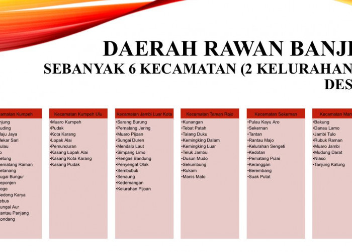 Waspada! 65 Wilayah di Muaro Jambi Rawan Banjir