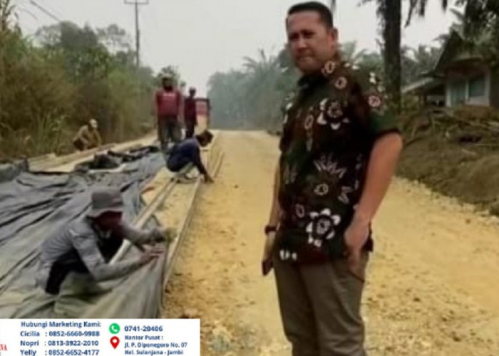 Bupati Merangin Tinjau Pengecoran Jalan Mampun Baru–Pulau Tujuh