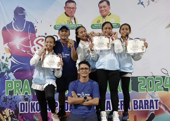 Raih Medali Emas Kejuaraan Tenis Pra Popnas, Tim Junior Putri Jambi Rebut Tiket Popnas 2025