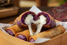 Resep camilan mudah dibuat, lumpia ubi ungu keju lumer 